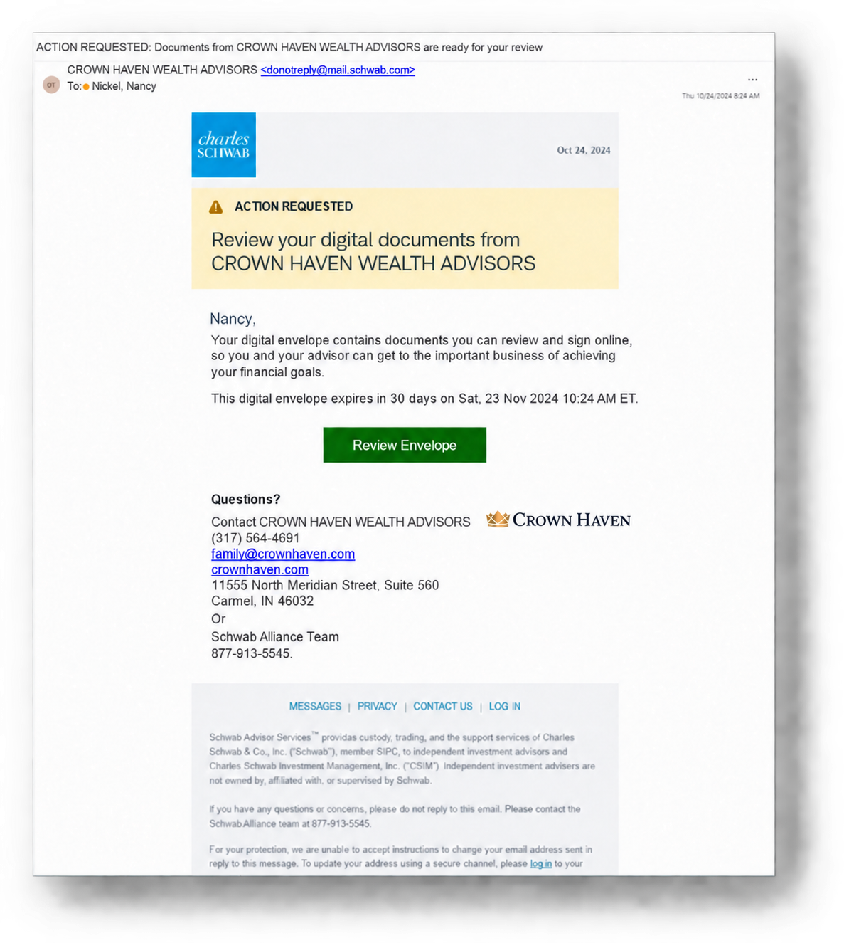 Schwab application example: Open your invitation
